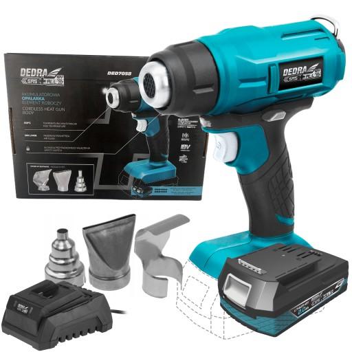 АКУМУЛЯТОРНА ТЕПЛОВА ПИСТОЛА 18V 2Ah DEDRA DED7058 НАСАДКИ