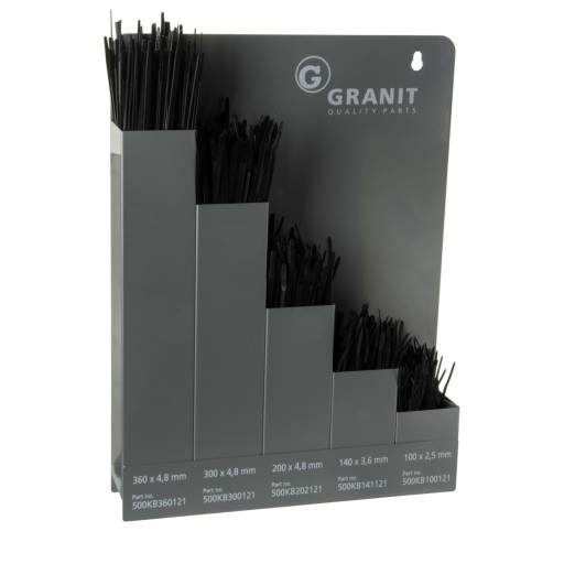 НАБОР ЧЕРНЫХ КАБЕЛЬНЫХ СТЯЖЕК 500 шт. ГРАНИТ органайзер