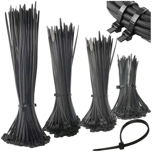 ЗАЖИМИ КАБЕЛЬНІ Стяжки 400 ШТ. МЕГА НАБІР МІЦНІ Стяжки на блискавці