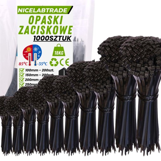 КАБЕЛЬНІ Стяжки, НАБІР 1000 ШТ, XL КАБЕЛЬНІ Стяжки, ЧОРНІ МІЦНІ КАБЕЛЬНІ Стяжки