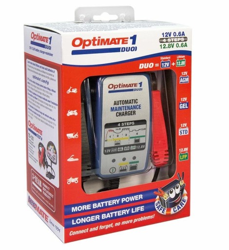 ЗАРЯДНИЙ ПРИСТРІЙ OPTIMATE OPTIMATE 1 DUO 12V / 12.8V / 13.2V 0.6A 2-2