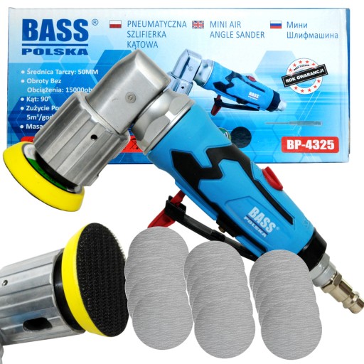 КАЧЕСТВЕННАЯ ПНЕВМАТИЧЕСКАЯ УГЛОВАЯ ШЛИФОВАЛЬНАЯ МАШИНА 2 ДЮЙМА, ДИСК НА ВЕЛКРО, 50 мм + БУМАГА