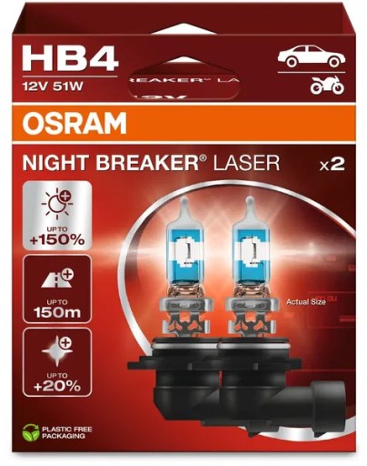 OSRAM HB4 Night Breaker Laser Next Generation +150%, 2 шт.