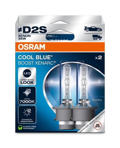 OSRAM XENON D2S XENARC COOL BLUE BOOST P32D-2 35W 12V 7000K 2 шт.