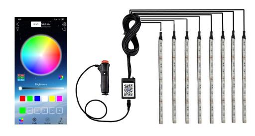 8x12 LED RGB Bluetooth подсветка салона кабины