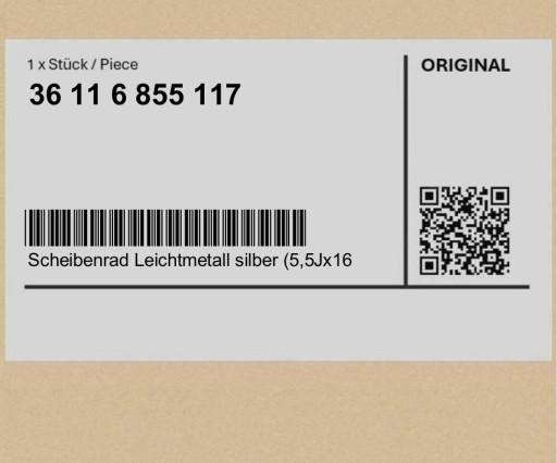 36116855117 6855117 ( INTRAD ) - Алюмінієвий диск, срібний (5.5Jx16 ET:46) MINI F57 F57 F55 F55 F56 F5