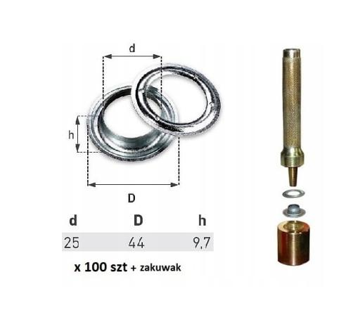 PLD10225/PLD10025 - Сетка 100 шт Для брезента fi25 + закувак