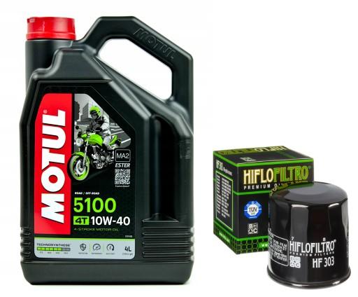 104068/HF303 99-10r. - Масло MOTUL 5100 10W40 4л. + Фільтр HF303, Yamaha YZF R6, 99-10