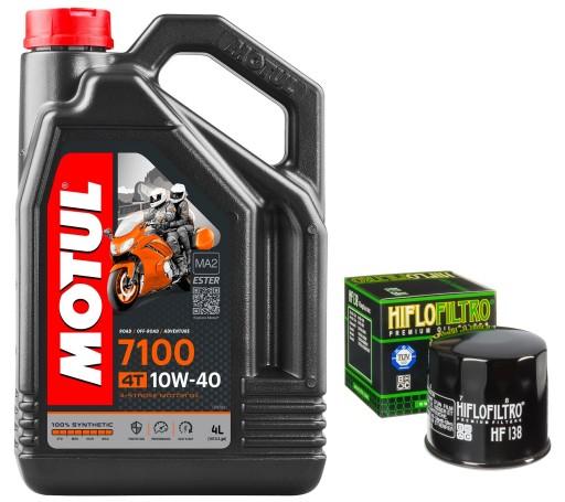 104092/HF138 01-21r. - Масло MOTUL 7100 10W40 4л. + Фильтр HF138, Suzuki GSX-R1000, 01-21