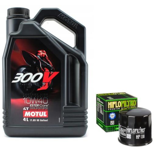 Масло Motul 300V 10W40 4л + масляный фильтр HF138