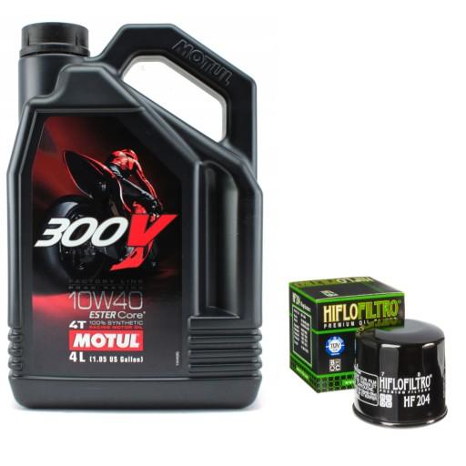 Масло Motul 300V 10W40 4л + масляный фильтр HF204