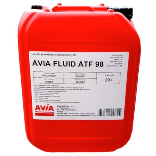 Масло для автоматических коробок передач AVIA Fluid ATF 98 ATF III H 20L Dexron 3H