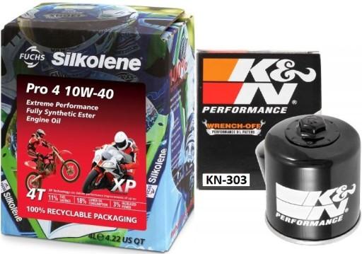 Моторное масло SILKOLENE PRO4 10W40 4л + масляный фильтр K&N YAMAHA YZF-R1 RN12