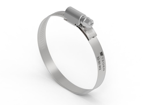 Хомут червячный 32-50 (хомут W2 - нержавеющая сталь) ширина 9