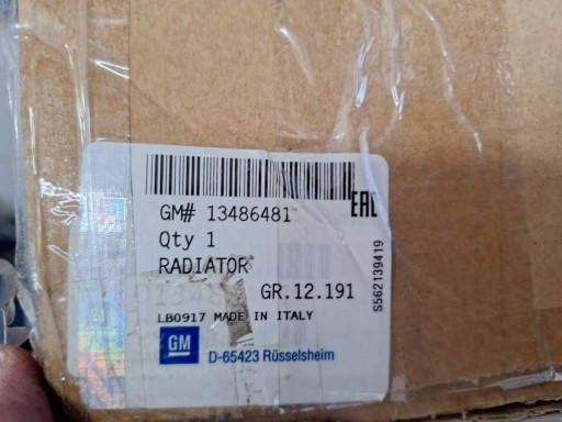 Opel oe 13486481 радиатор, система охлаждения двигателя