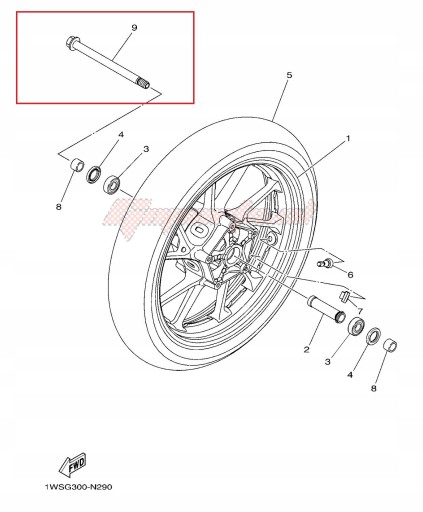 3MA-25181-00-00 - Шпилька осі переднього колеса Yamaha Fazer 600 MT07 XSR 700 XVS 125 250 950 00+