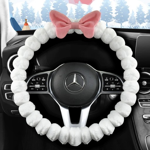 1 - Чехол на руль новая богиня плюшевый бант зимний чехол