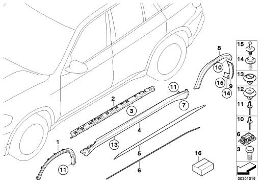 Накладка колісна арка грунтована задня права BMW E70 51778037294