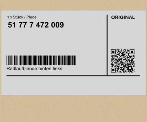 51777472009 7472009 - Накладка колісної арки задня ліва BMW X7 G07