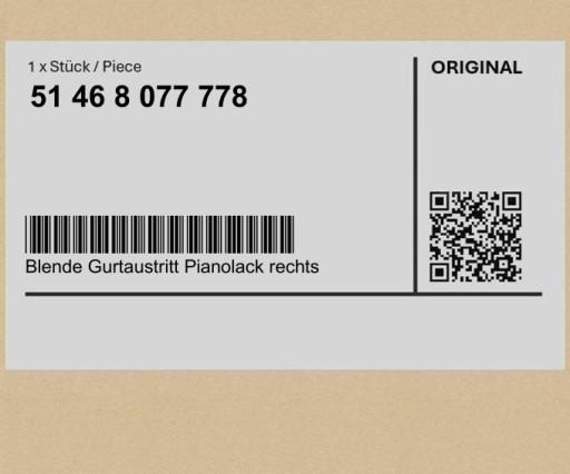 51468077778 8077778 - Накладка виходу ременя висока наполовину права (чорна) BMW 7 G11 G12