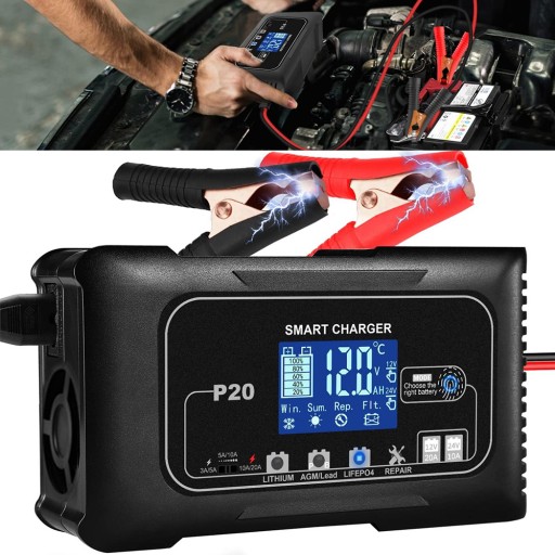 P20 10А ВЫПРЯМИТЕЛЬ АККУМУЛЯТОРА АВТОМАТИЧЕСКОЕ УМНОЕ ЗАРЯДНОЕ УСТРОЙСТВО 12В 20А/24В