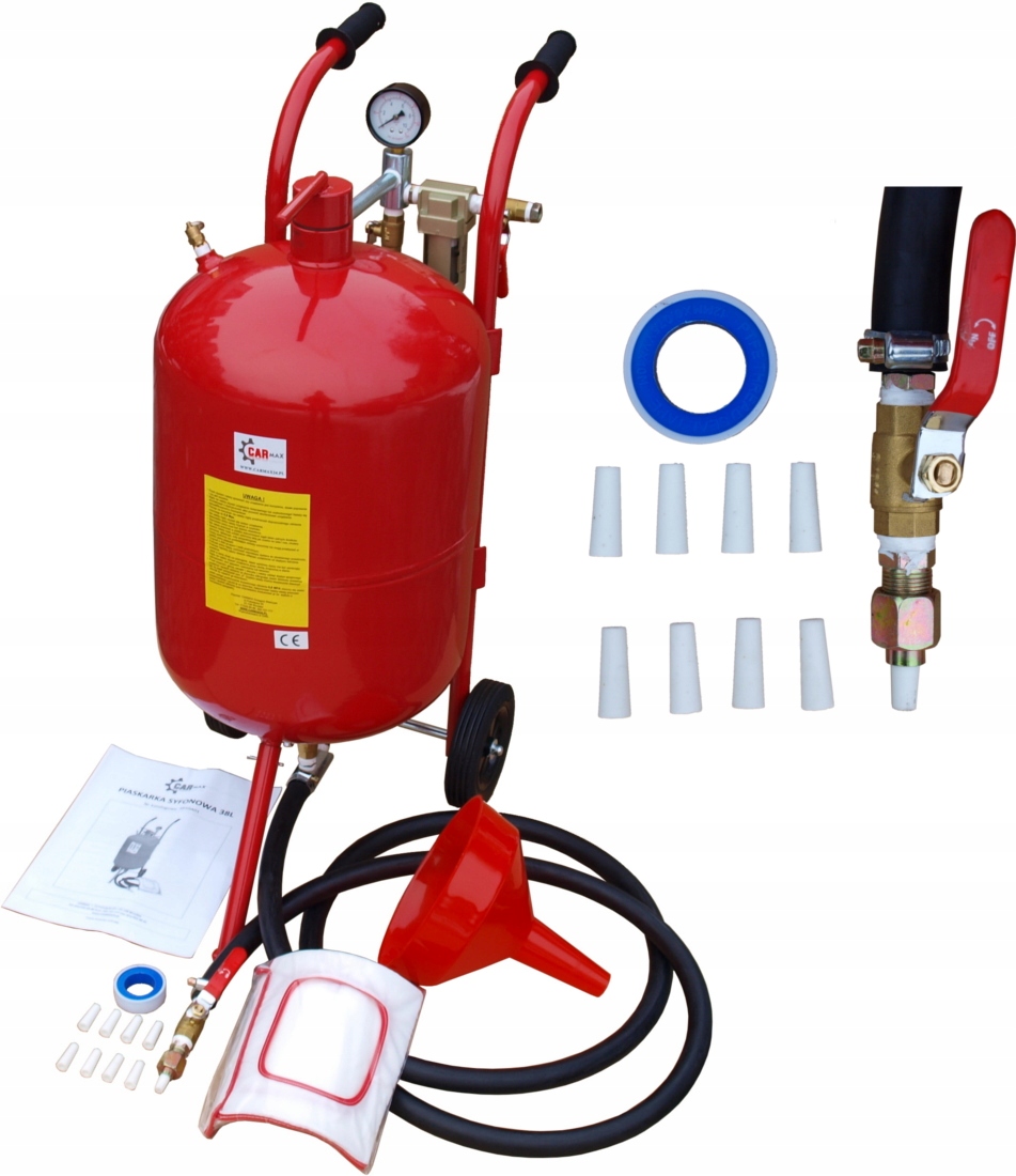 38L МОБИЛЬНЫЙ ПЕСКОСТРУЙНЫЙ АППАРАТ + МАСКА + 16 НАСАДОК