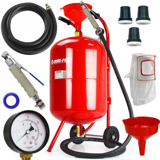 38Л СИФОН ПІСКОСТРУЙНА МАШИНА МОБІЛЬНА НА КОЛЕСАХ + МАСКА + НАСАДКИ - НАЙПОТУЖНІША