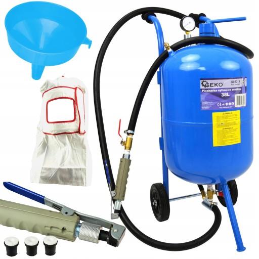 СИФОННЫЙ БАК GEKO ДЛЯ ПЕСКОструйной обработки 38 Л ДАВЛЕНИЕ 4,1-8,6 БАР МАНОМЕТР 4 НАСАДКИ