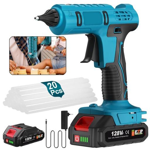 ГАРЯЧИЙ КЛЕЄВИЙ ПІСТОЛЕТ З АКУМУЛЯТОРОМ 21В 100ВТ З АКУМУЛЯТОРОМ + 20x КЛЕЄВИХ КАРТРИДЖІВ