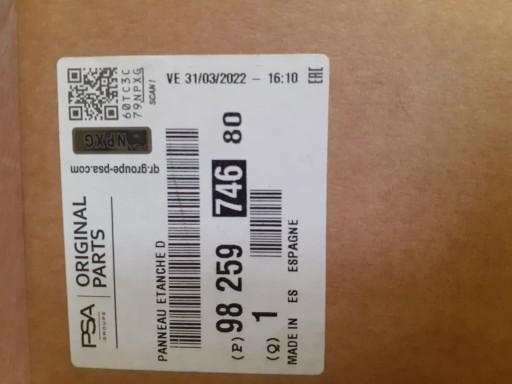 9825974680 - УПЛОТНИТЕЛЬНАЯ ПЛАСТИНА ПЕРЕДНЕЙ ДВЕРИ OPEL MOKKA B