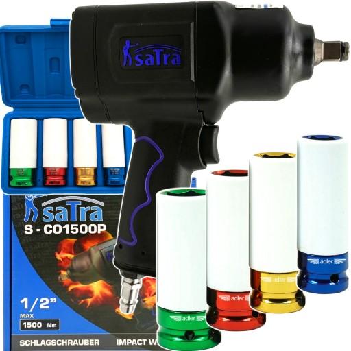 ПНЕВМАТИЧНИЙ УДАРНИЙ ГАЙКОВИЙ КЛЮЧ 1/2'' 1500NM НАБІР ГНІЗДІВ ДЛЯ АЛЮМІНІЄВИХ ОБОДІВ