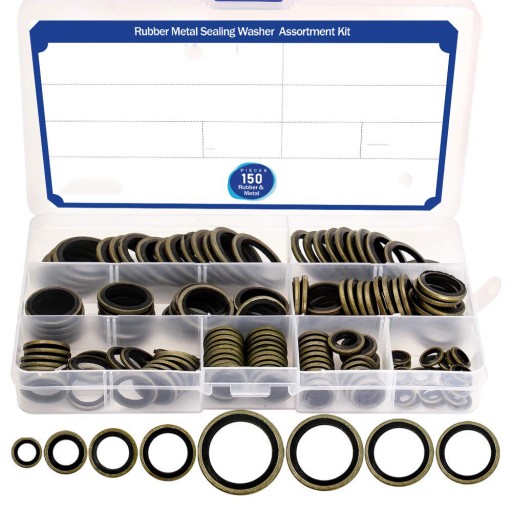 МЕТАЛЛИЧЕСКИЕ РЕЗИНОВЫЕ ШАЙБЫ НАБОР 150 ШТ.