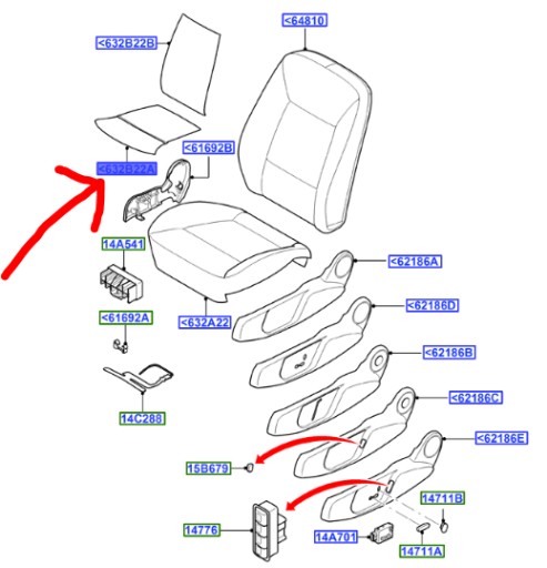 ПОДУШКА ПІДІГРІВУ ПЕРЕДНІХ СИДІНЬ SMAX MONDEO