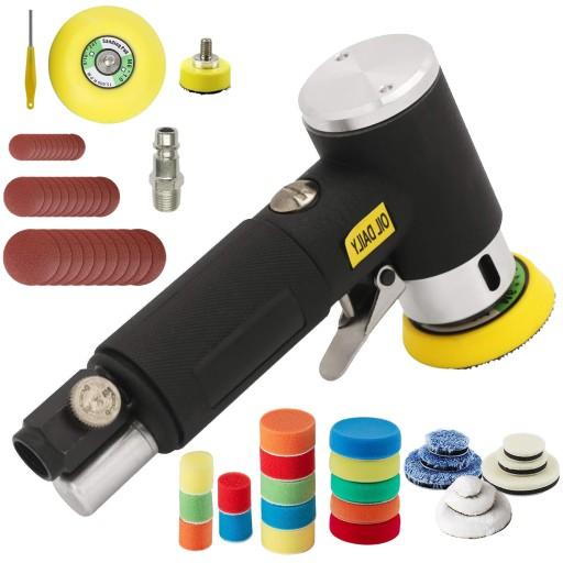 ПНЕВМАТИЧЕСКАЯ ПОЛИРОВАЛЬНАЯ МАШИНА С РЕГУЛИРУЕМОЙ СКОРОСТЬЮ + НАБОР ГУБКИ + ВОЙЛОК