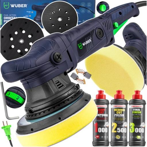 ПОЛІРУВАЛЬНА МАШИНА ДЛЯ АВТОМОБІЛЕЙ 1500 Вт ЕКСЦЕНТРИК КОЛИВАННЯ РЕГУЛЮВАННЯ + ПАСТА MENZERNA