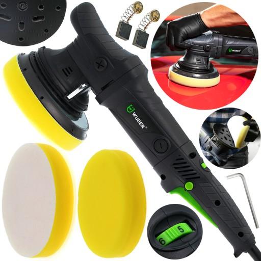 ПОЛІРУВАЛЬНА МАШИНА ПОТУЖНОСТЮ 1500 ВТ З РЕГУЛЮВАННЯМ КОЛИВАННЯ + ГУБКИ + ПОДУШКИ