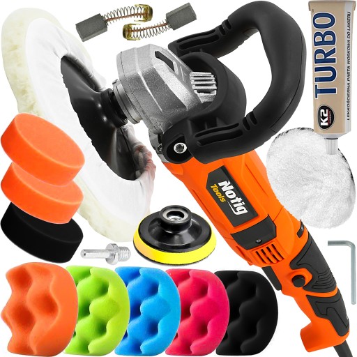 АВТОПОЛИРОВКА ЭЛЕКТРОШЛИФОВАЛЬНАЯ МАШИНА 2400ВТ С РЕГУЛИРОВКОЙ + ГУБКА + ПАСТА