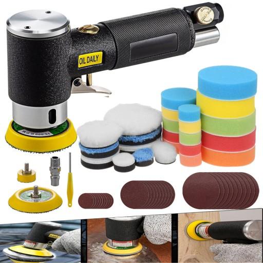 АВТОМОБІЛЬНА ПОЛІРУВАЛЬНА МАШИНА ЕКСЦЕНТРИЧНА ОСЦИЛЮЮЧА З РЕГУЛЮВАННЯМ + ПОЛІРУВАЛЬНІ ПОДУШКИ/ГУБКИ