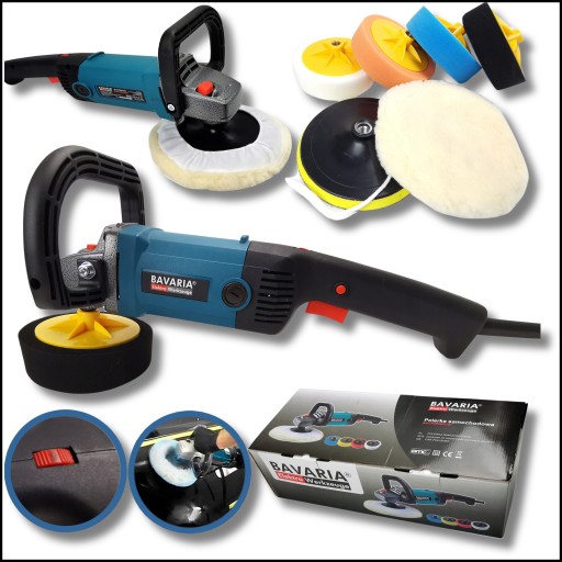 АВТОПОЛИРОВАЛЬНАЯ МАШИНА С РЕГУЛИРУЕМОЙ СКОРОСТЬЮ + НАБОР ГУБОК