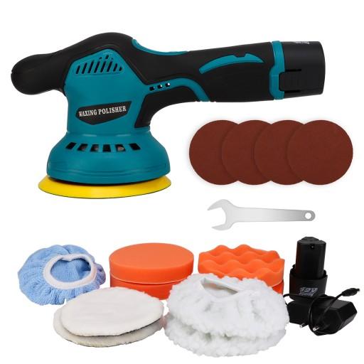 АВТОПОЛІРОЛЬ З ОСЦИЛЯЦІЙНИМ РЕГУЛЮВАННЯМ 2800-5500 об/хв + ГУБКИ + ПОДУШКИ + АКУМУЛЯТОР