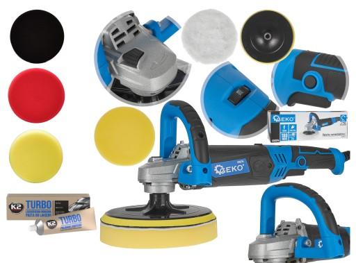 АВТОПОЛИРОВАЛЬНАЯ МАШИНА 180мм 1200ВТ С РЕГУЛИРОВКОЙ НАБОР GEKO