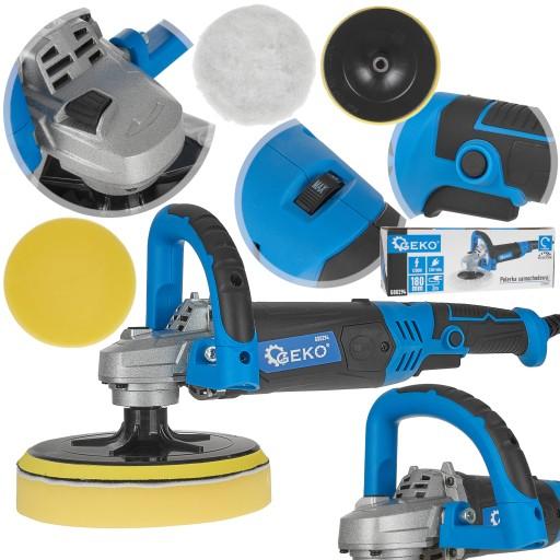 АВТОПОЛИРОВАЛЬНАЯ МАШИНА 180мм 1200ВТ С РЕГУЛИРОВКОЙ НАБОР GEKO