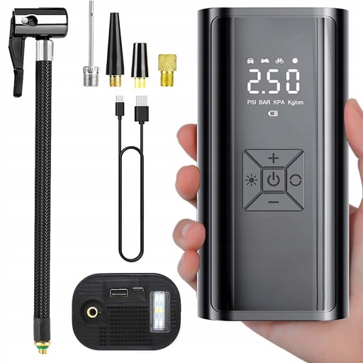 ЕЛЕКТРИЧНИЙ АВТОМОБІЛЬНИЙ ВЕЛОСИПЕДНИЙ НАСОС СВІТЛОДІОДНИЙ РК-КОМПРЕСОР 6000MAH