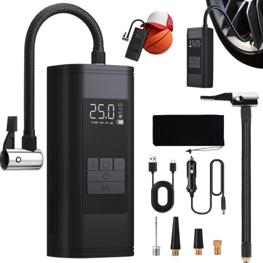 АВТОМОБИЛЬНЫЙ ЭЛЕКТРИЧЕСКИЙ НАСОС ДЛЯ ВЕЛОСИПЕДА POWERBANK 6000MAH 120W 12V LED