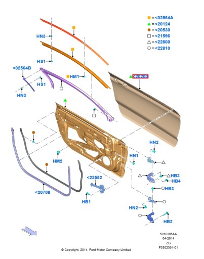 5267978 - КРЫШКА ДВЕРИ ЛЕВАЯ НОВЫЙ OE FORD MUSTANG 2015 -