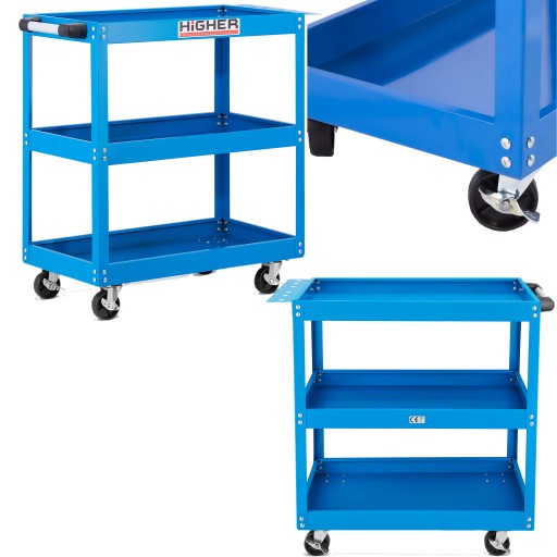 ПРЕМІУМ Візок для інструментів для майстерень 3 полиці 78 см 100 кг колеса НОВИНКА ТЕХНО!
