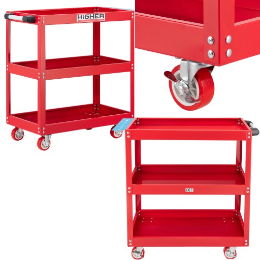 Тележка для инструментов ПРЕМИУМ, 3 полки, 78 см, колеса 175 кг NOWA TECHNOL