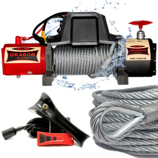 Електрична лебідка ПРЕМІУМ 12000 фунтів 5443 кг 12 В ВОДОНЕПРОХОДНА Лебідка Dragon