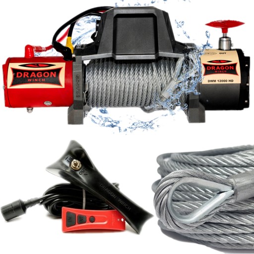 Електрична лебідка ПРЕМІУМ 12000 фунтів 5443 кг ВОДОНЕПРОХОДНА Лебідка Dragon