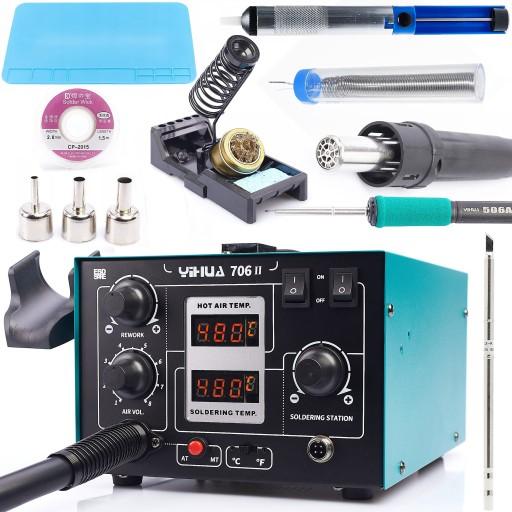 ПРОФЕСІЙНА ПАЯЛЬНА СТАНЦІЯ 2в1 HOT-AIR + T12 YIHUA 706 II SET 16in1